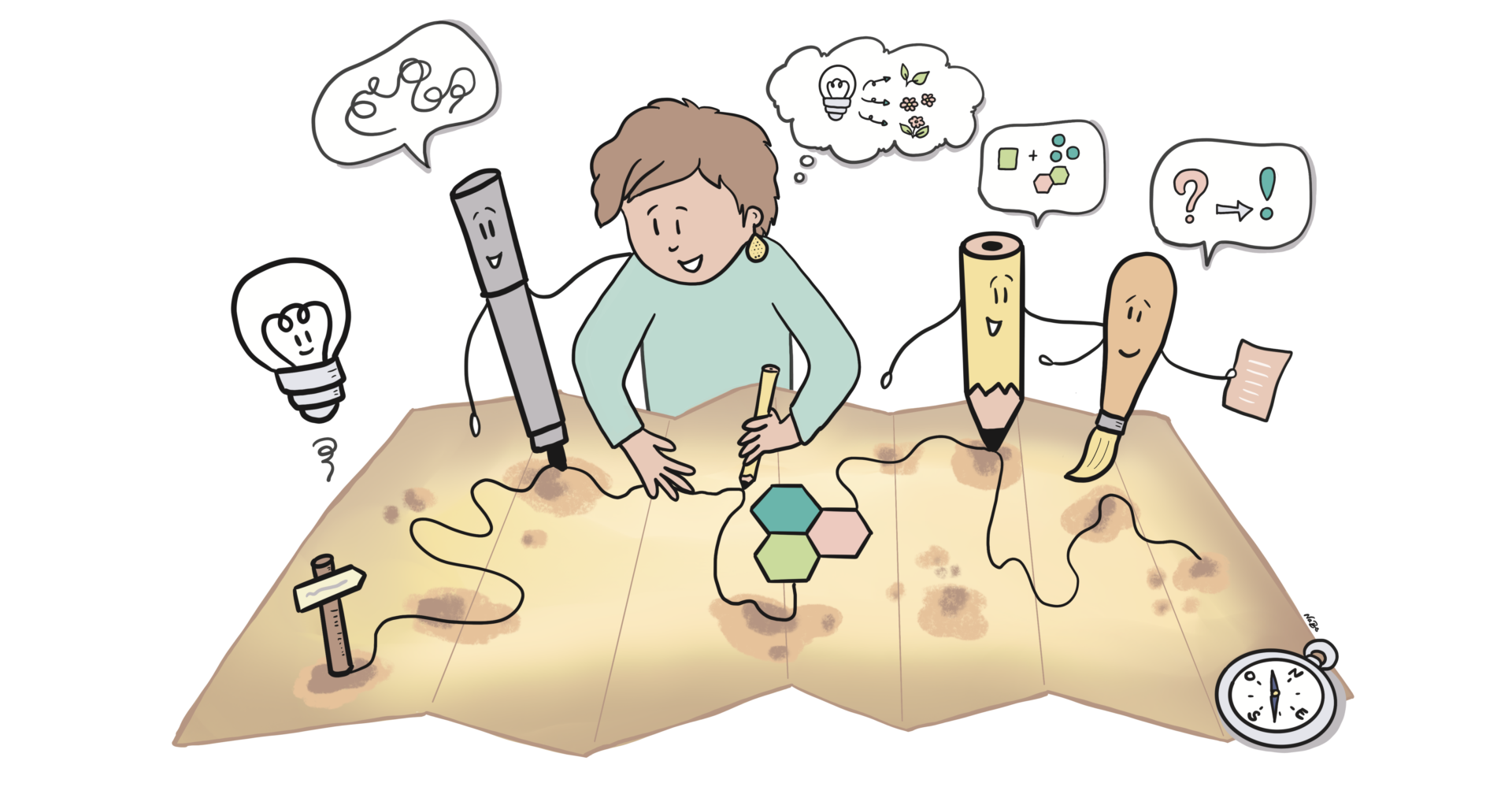 Illustration session de travail collaboratif - Nathalie Bernard